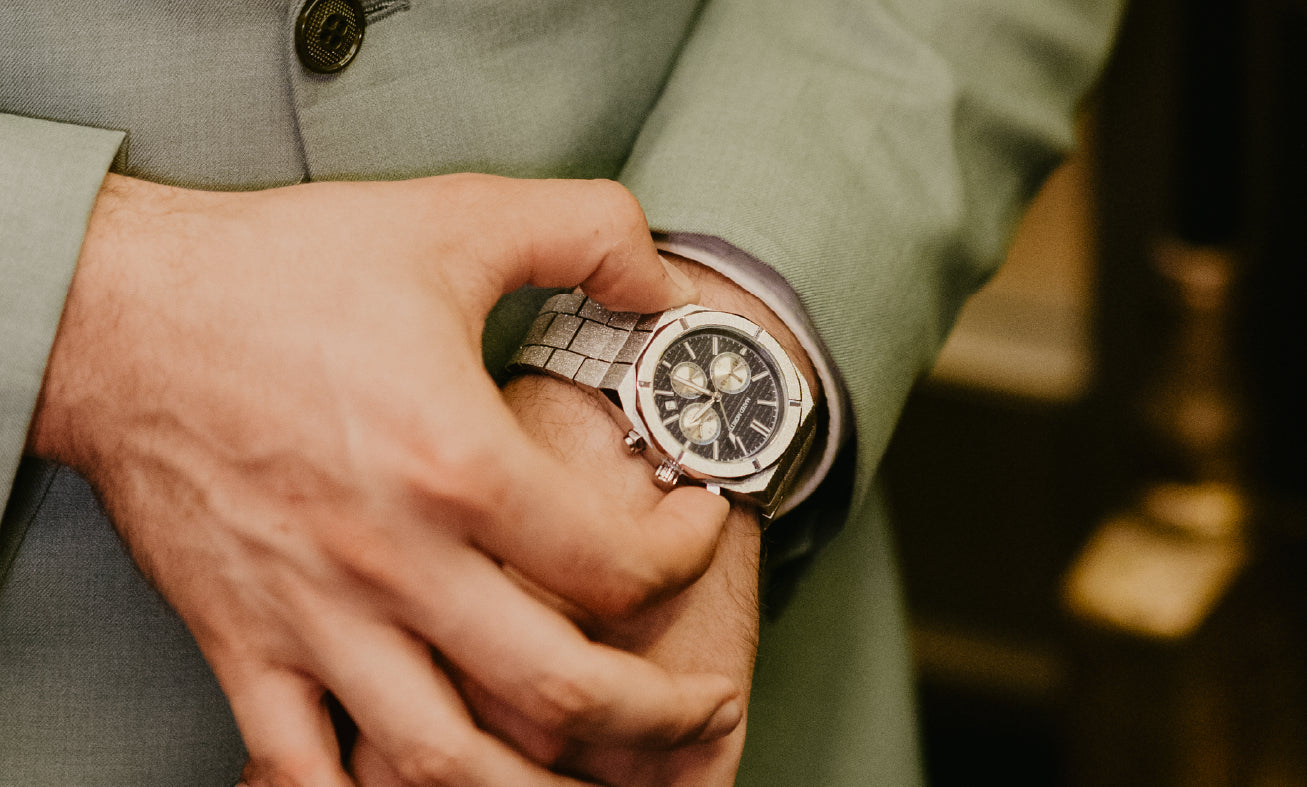 Mateo Moretti Basento Argento stainless steel silver chronograph men’s watch – elegant formal style photo
