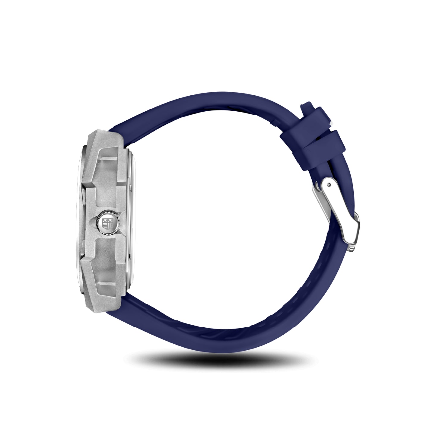Chienti Azzurro side profile watch stainless steel case blue rubber strap Mateo Moretti